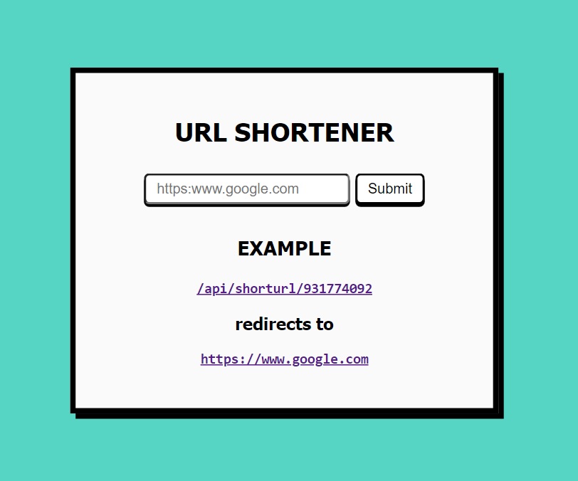 url shortener screenshot